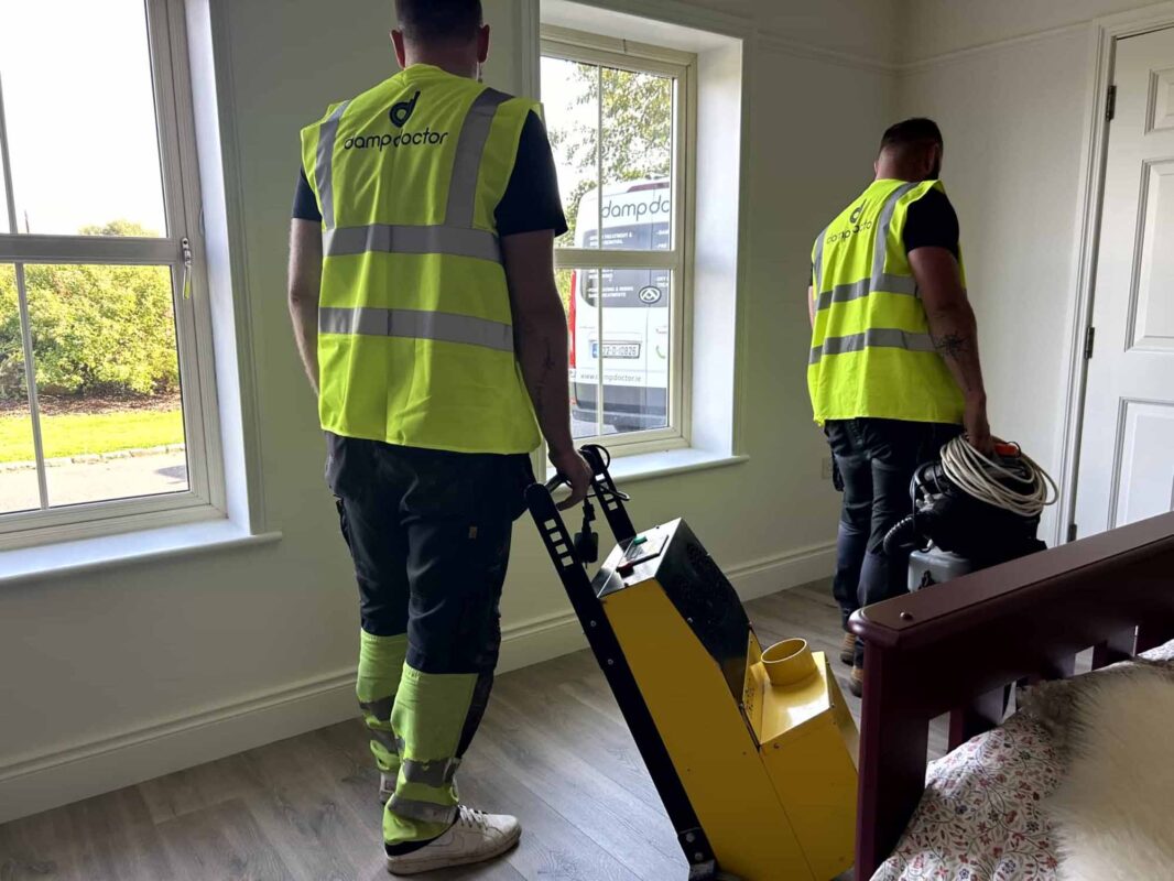 Dampdoctor.ie - 2 specialists setting up equipment - Rising Damp Treatment